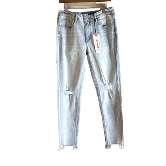 Vigoss Women's Marley Skinny Raw Hem Jeans Light Wash Size 30 NWT - Picture 3 of 9